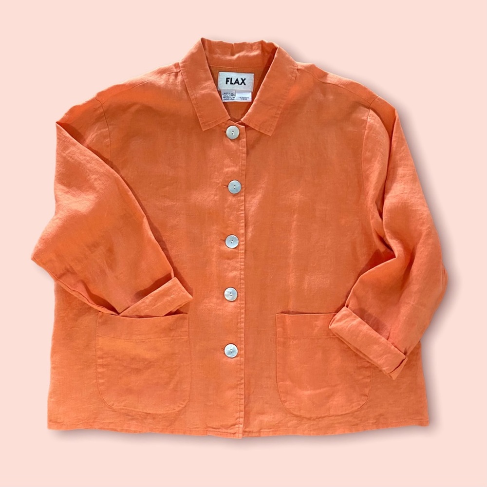 Flax Sz Medium Linen Lagenlook Blazer / Jacket